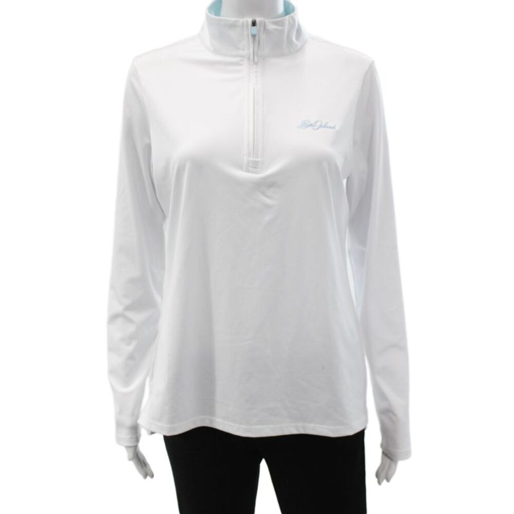 Renwick Womens Pullover Mock Neck Zip Long Sleeve Top White Size M